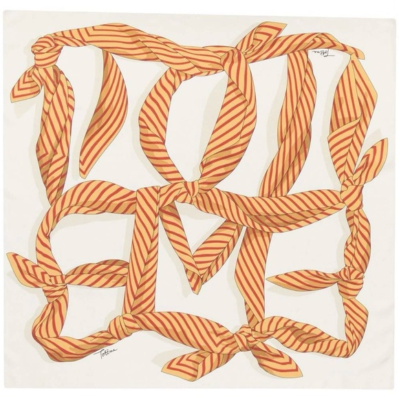 NWT Totême 100% silk “Bloody Mary” Knotted Monogram Scarf - Picture 3 of 4
